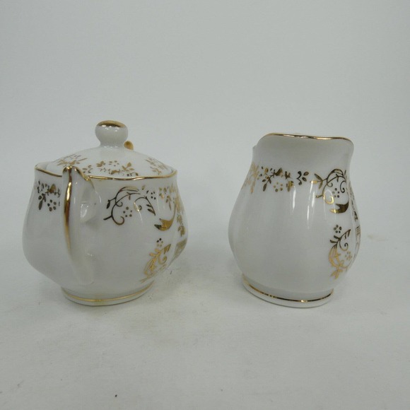 Norcrest Fine China Golden 50th Anniversary Sugar Bowl & Creamer AB689 ABJFB - Picture 5 of 7
